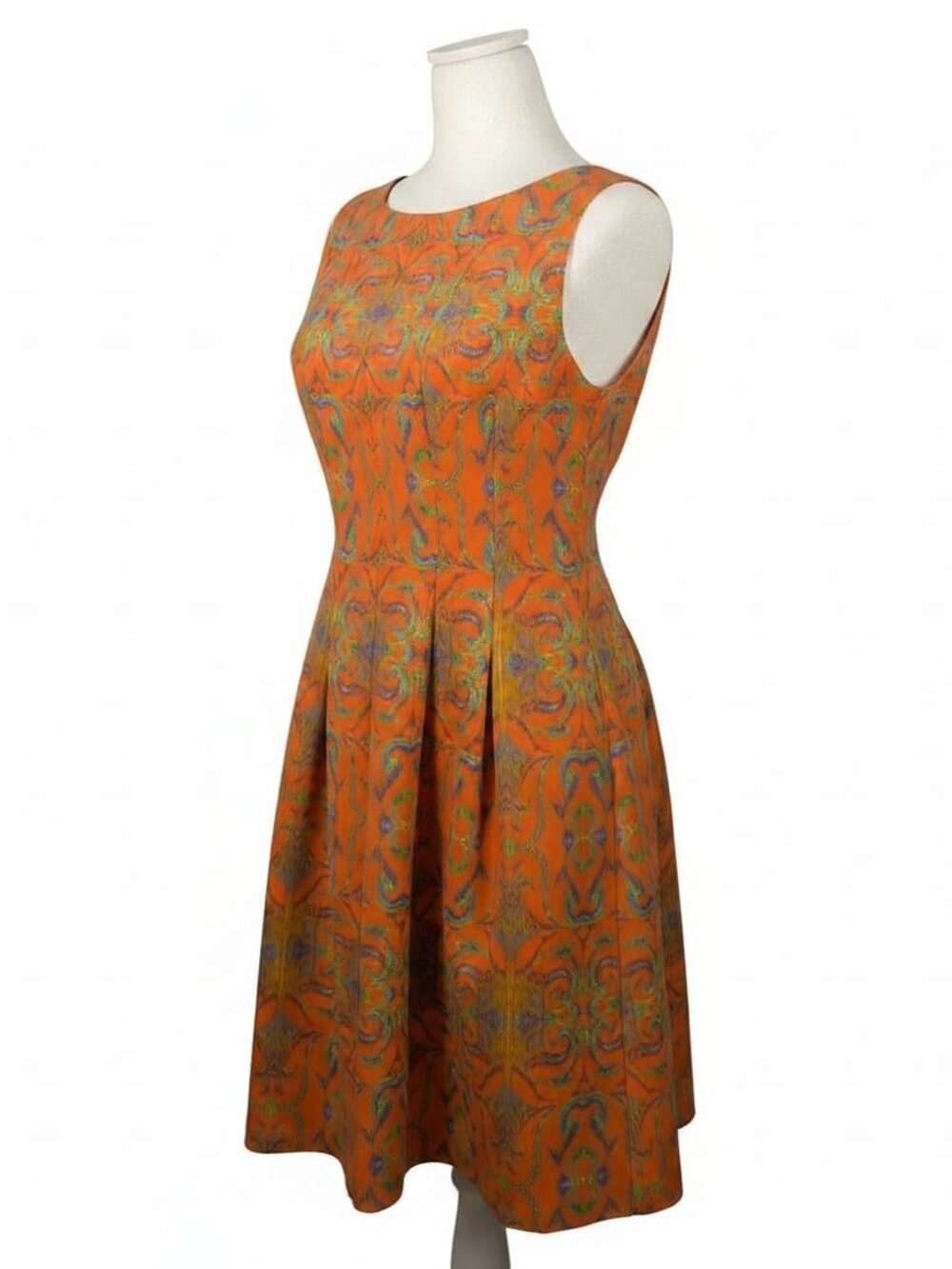 Bold Orange Fit & Flare Dress Sz 6